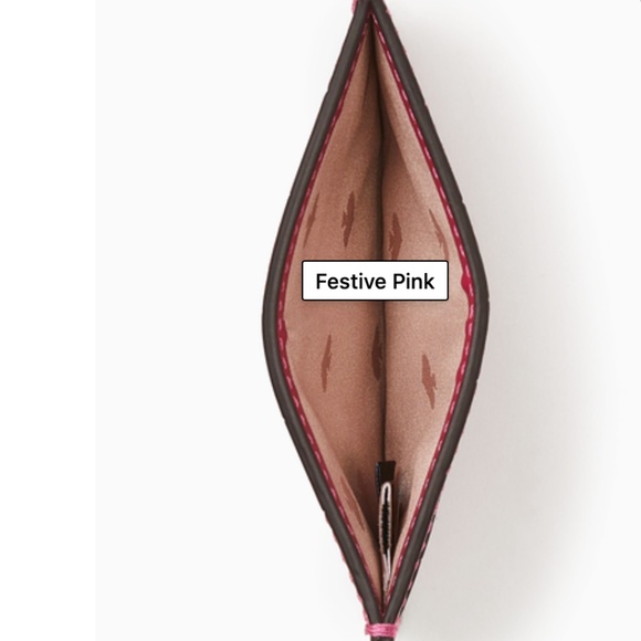 NEW Croc Embossed Leather Kate Spade Festive Pink Staci Small Slim Card Holder - Picture 2 of 13